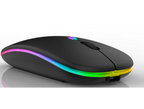 Dual Mode RGB Wireless Mouse – Bluetooth + 2.4GHz Slim Rechargeable Mouse | Silent Click, Ergonomic Design for Laptop & PC