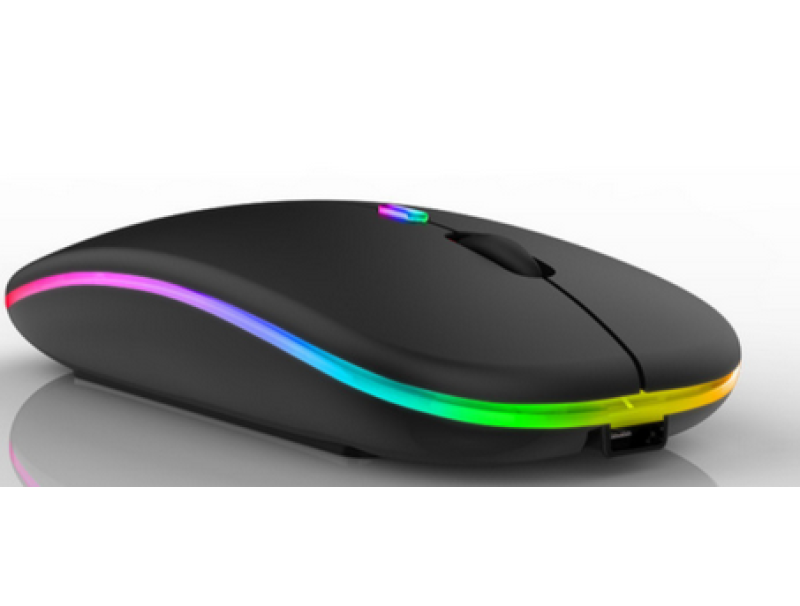 Dual Mode RGB Wireless Mouse – Bluetooth + 2.4GHz Slim Rechargeable Mouse | Silent Click, Ergonomic Design for Laptop & PC