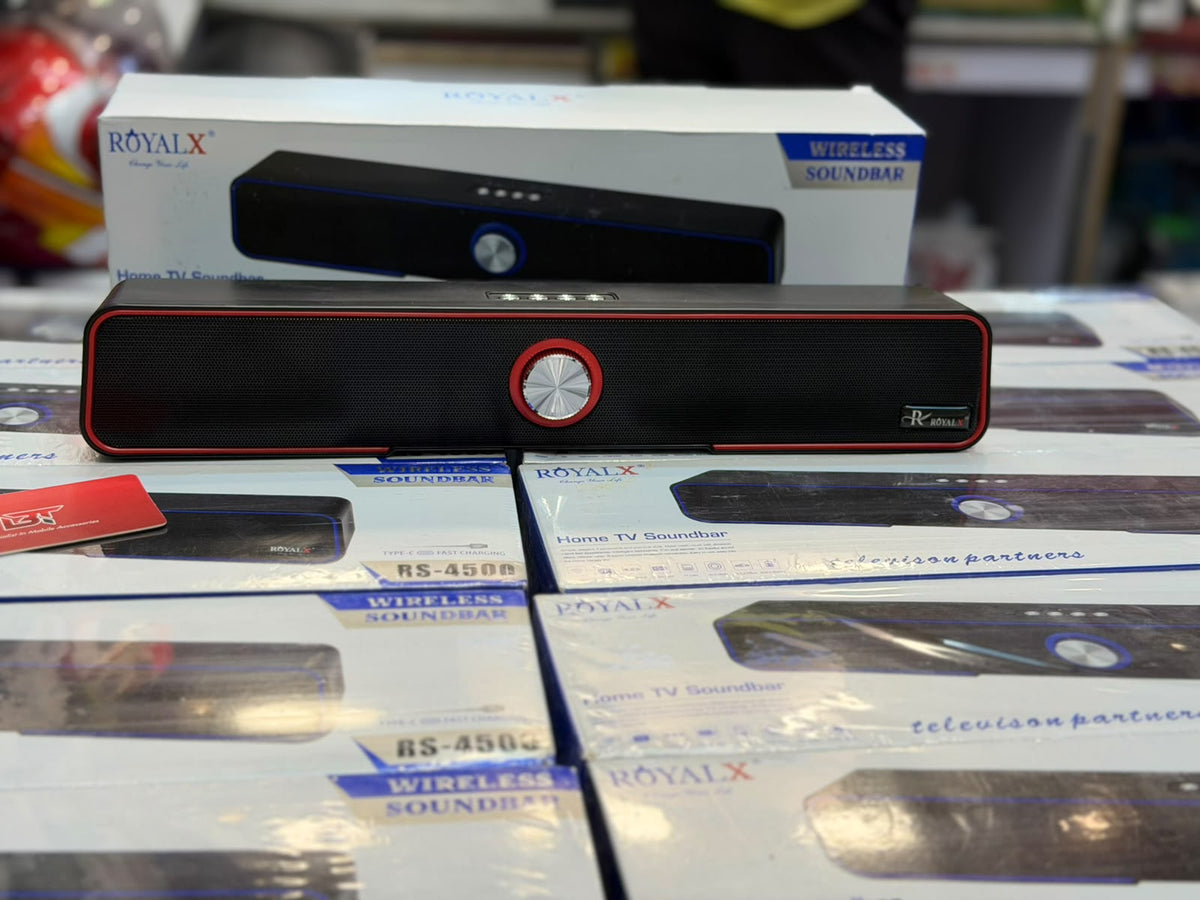 ROYALX 20W Wireless Soundbar | USB AUX FM Radio TF Card Support | Type-C Charging | 6 Months Warranty